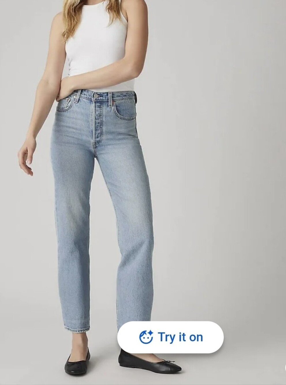 Levi's Ribcage Straight Ankle Jeans Women's 26 Light Wash Button Fly High Rise